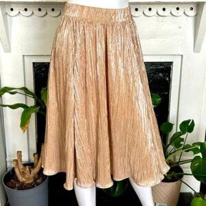New York & Company gold pleated skirt, size M